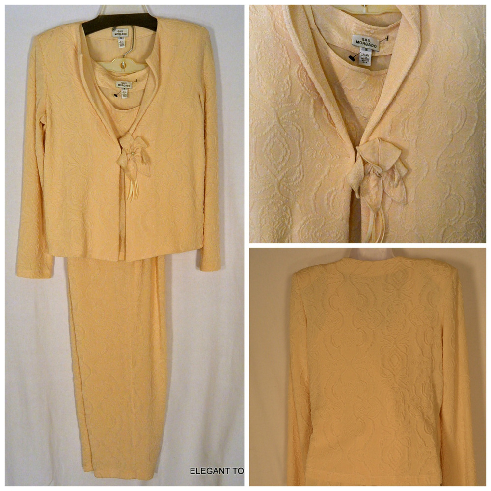 GAIL MORGADO Textured CREAM Travel 3pc Pant SET S